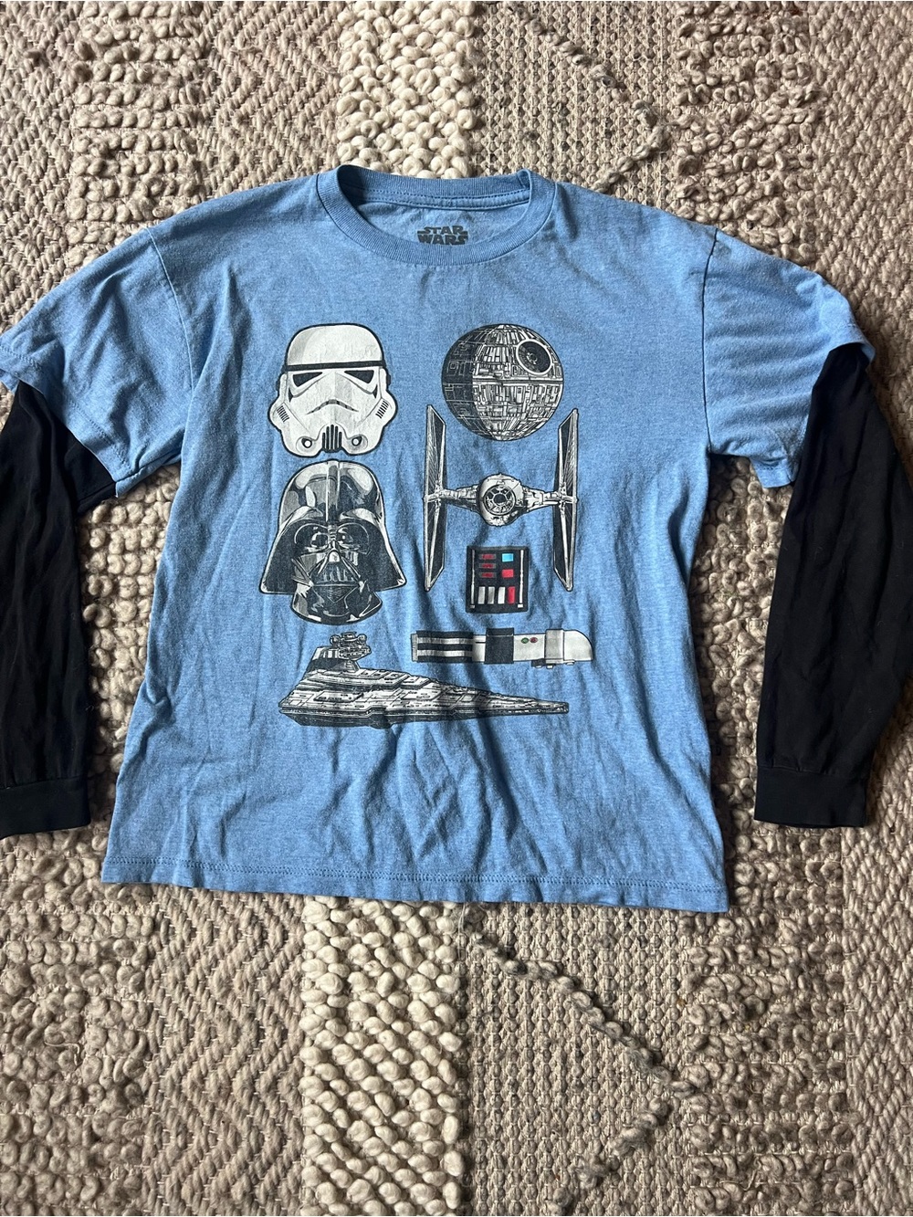 Star Wars Blue Tee with Black Layered Long Sleeves